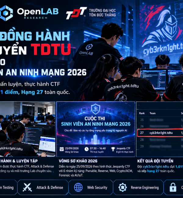 OpenLAB đồng hành cùng đội tuyển TDTU tại Vòng Sơ khảo Cuộc thi Sinh viên An ninh mạng 2026
