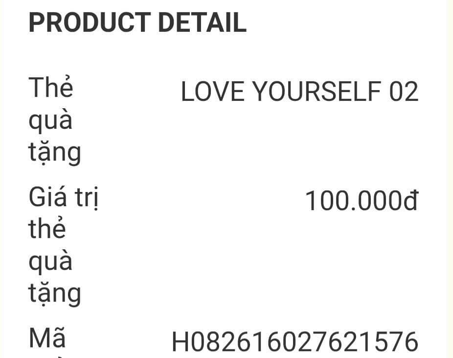 Thẻ quà tặng LOVE YOURSELF 02 trong bộ ảnh kỷ niệm buổi giao lưu cầu lông